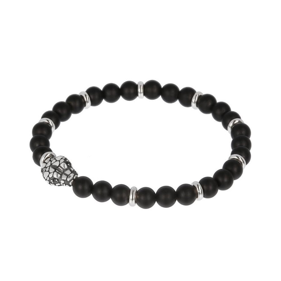 Bijoux Pour Femmes Albert M.  | Bracelet Elastique Avec Pierres Naturelles Et Element Tete De Serpent